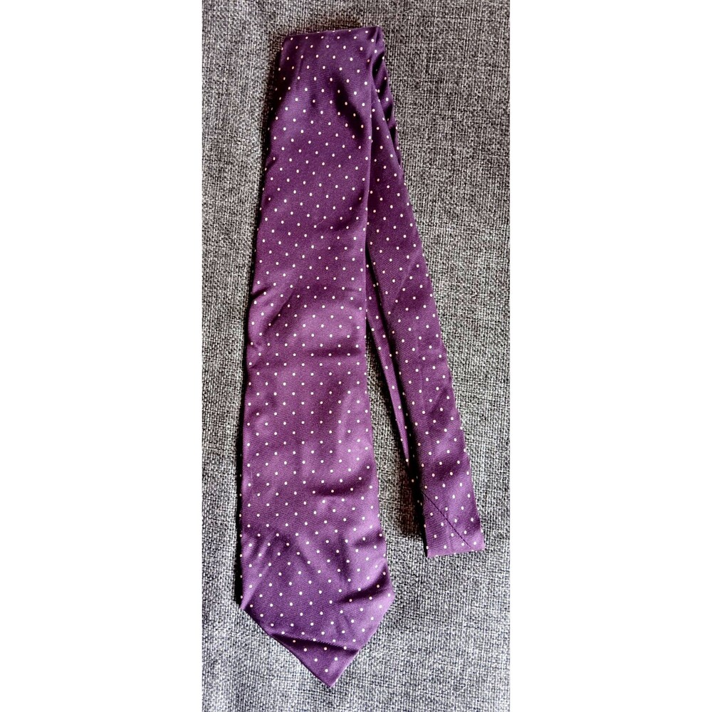 Tie 70s 80s 90s Y2k Mens Jsaco Cranberry Purple Polka Dot classic 3.25 Wide